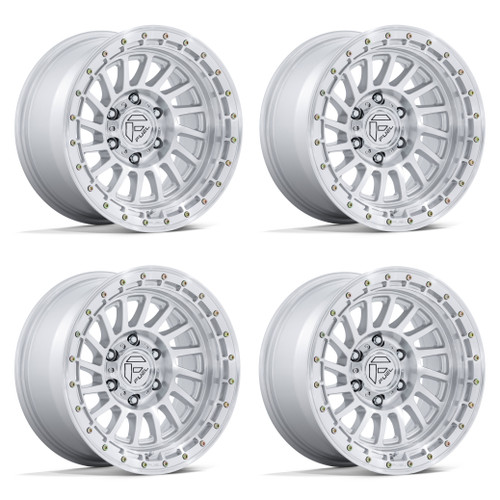 Set 4 17" Fuel FC897 Havoc Gloss Silver Machined Face 17x9 Wheels 5x5 -12mm Rims Lifted Offroad Truck Wheels