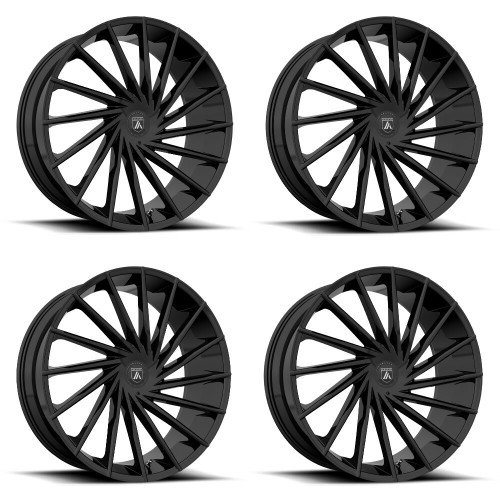 Set 4 Asanti Black ABL-18 Matar 24x9 6x135 6x5.5 Gloss Black Wheels 24" 15mm