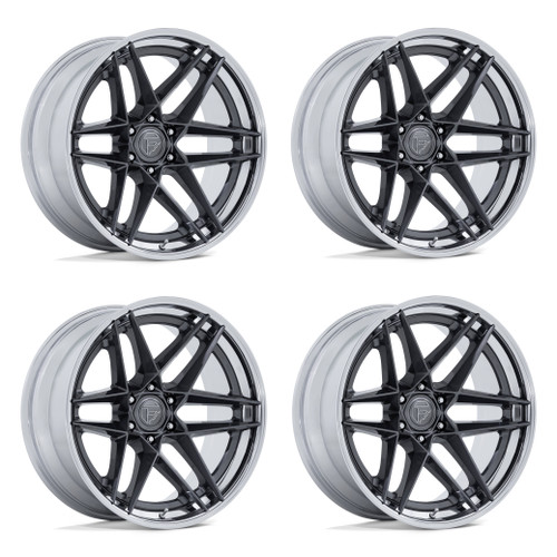 Set 4 20" Fuel FC408 Flight Gloss Gunmetal Chrome Lip 20x9 Wheels 6x5.5 1mm Rims Offroad Truck SUV Wheels