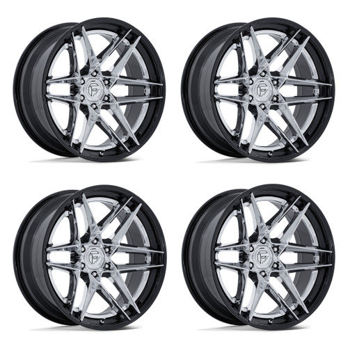 Set 4 22" Fuel FC408 Flight Chrome Gloss Black Lip 22x9.5 Wheels 6x5.5 20mm Rims Offroad Truck SUV Wheels