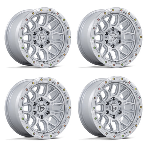 Set 4 18" Fuel FC881 Surge Gloss Silver Machined Face 18x9 Wheels 8x180 1mm Rims Offroad Truck Wheels