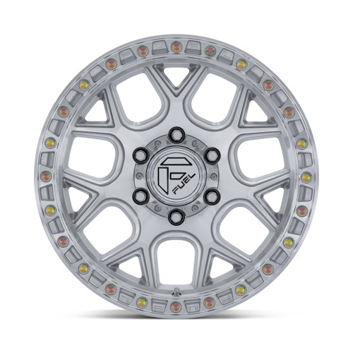 17" Fuel FC908 Puma Gloss Silver Machined Face 17x9 Wheel 5x5 (5x127) -12mm Rim Lifted Offroad Truck Wheel