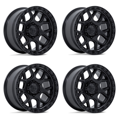 Set 4 17" Fuel FC908 Puma Matte Black Gloss Black Lip 17x9 Wheels 6x5.5 1mm Rims Offroad Truck SUC Wheels