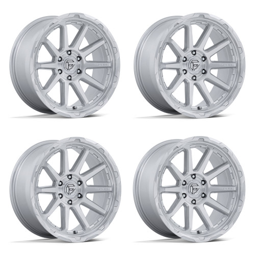 Set 4 17" Fuel FC887 Circuit Gloss Silver Machined Face 17x8.5 6x5.5 25mm Wheels Offroad Truck SUV Rims