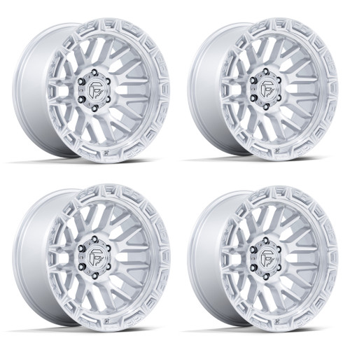 Set 4 17" Fuel FC890 Rail Gloss Silver Machined Face 17x9 Wheels 6x5.5 -12mm Rims Lifted Offroad Truck SUV Wheels