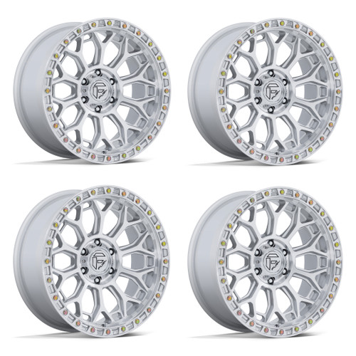 Set 4 17" Fuel FC901 Talon Gloss Silver Machined Face 17x9 Wheels 5x5 1mm Rims