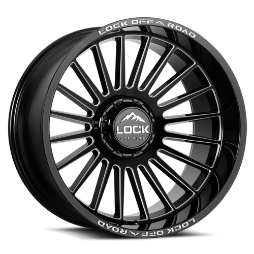 Set 4 20" Lock Extreme Invasion Gloss Black Milling 20x10 8x6.5 18mm Truck Rims