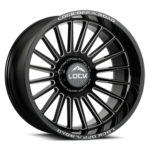 Set 4 20" Lock Extreme Invasion Gloss Black Milling 20x10 5x5 5x5.5 18mm Wheels Offroad Truck Rims