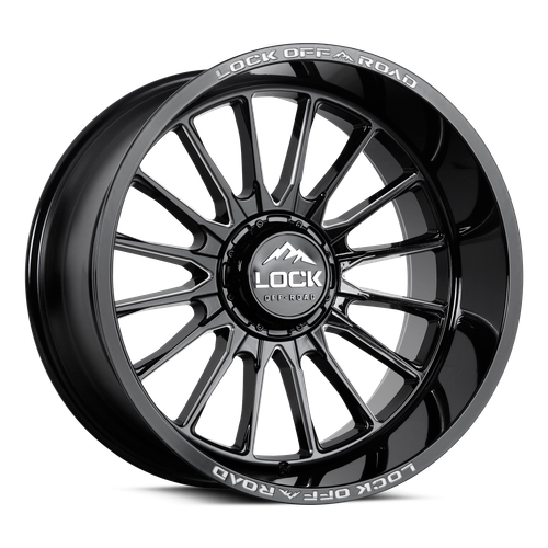 20" Lock Extreme Striker Gloss Black Milling 20x9 Wheel 8x180 1mm Truck Rim
