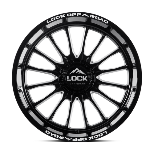 20" Lock Extreme Striker Gloss Black Milling 20x9 Wheel 8x180 1mm Truck Rim