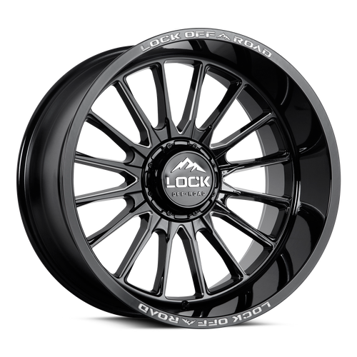20" Lock X-Treme Striker Gloss Black Milling 20x9 Wheel 8x170 1mm Truck Rim
