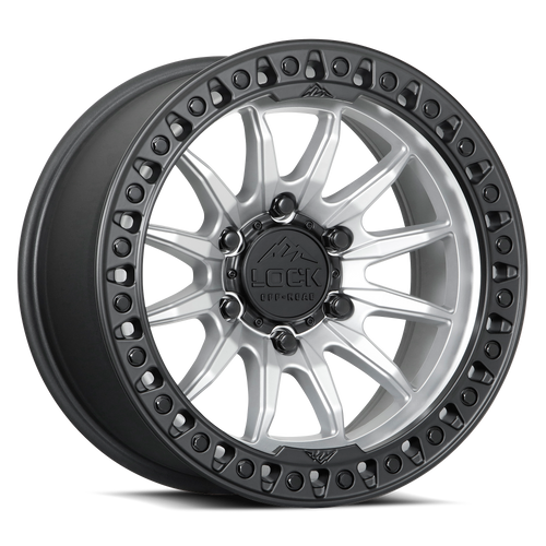 17" Lock Offroad Trail Matte Silver Matte Black Ring 17x8.5 Wheel 6x5.5 25mm Rim Offroad Truck SUV Wheel