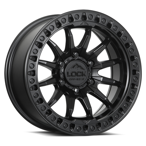 20" Lock Offroad Trail Matte Black W Matte Black Ring 20x9 Wheel 8x6.5 1mm Rim