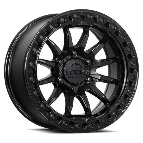 17" Lock Offroad Trail Matte Black W Gloss Black Ring 17x9 5x5 (5x127) 12mm Rim Offroad Truck Wheel