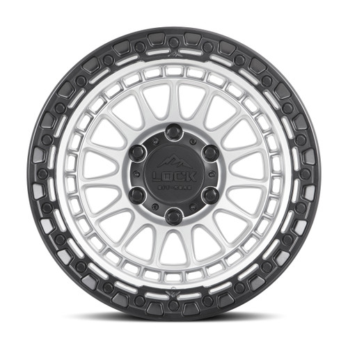 17" Lock Offroad Mojave Matte Silver Matte Black Ring 17x9 Wheel 8x6.5 1mm Rim