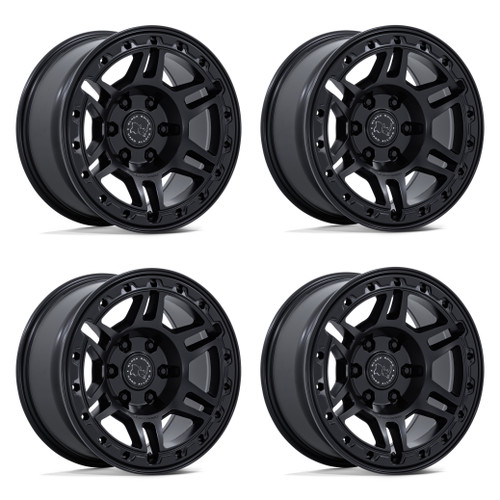 Set 4 17" Black Rhino BR039 Vanguard Matte Black 17x8 6x4.5 (6x114.3) 32mm Rims Offroad Truck Wheels