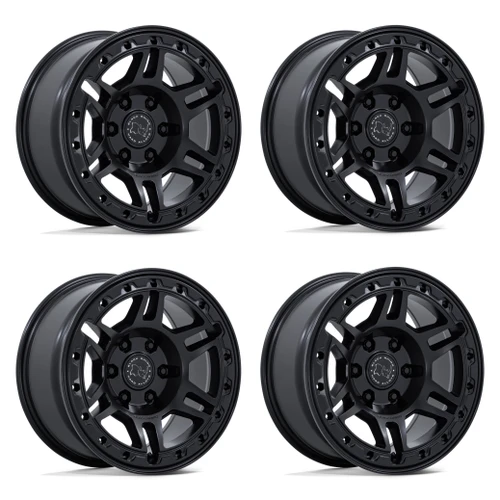 Set 4 17" Black Rhino BR039 Vanguard Matte Black 17x8.5 6x5.5 (6x139.7) 0mm Rims Offroad Truck SUV Wheels