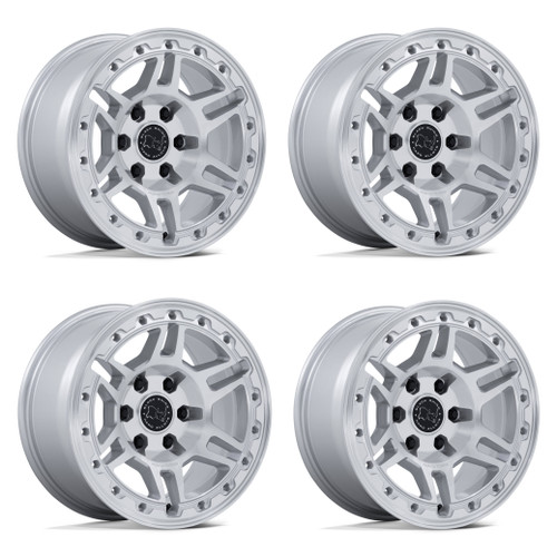 Set 4 17" Black Rhino BR039 Vanguard Silver Machined Face 17x8.5 6x135 25mm Rims Offroad Truck SUV Wheels