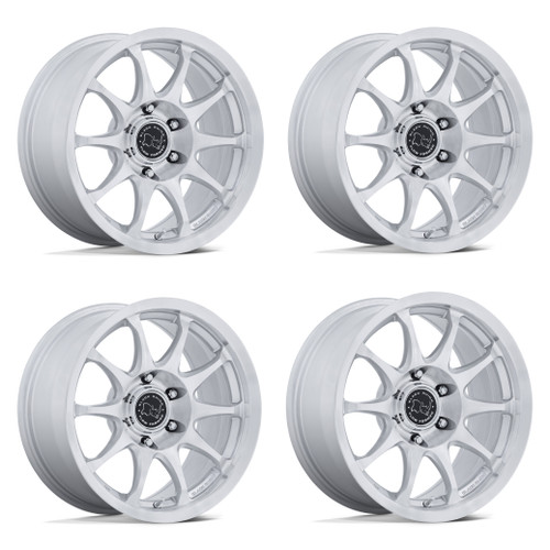 Set 4 17" Black Rhino BR038 Ronin Silver W/ Machined Face 17x8.5 5x5 0mm Wheels Offroad Truck Rims