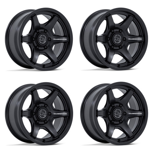 Set 4 17" Black Rhino BR035 Kuma Matte Black 17x8.5 Wheels 5x5 (5x127) 0mm Rims Offroad Truck Rims