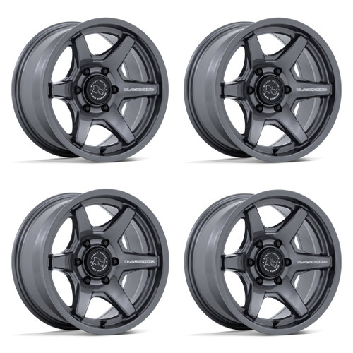 Set 4 17" Black Rhino BR035 Kuma Gloss Gunmetal 17x8.5 6x5.5 (6x139.7) 0mm Rims Offroad Truck SUV Wheels