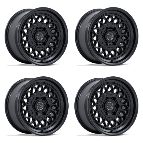 Set 4 17" Black Rhino BR034 Graz Matte Black 17x8.5 6x5.5 (6x139.7) 0mm Wheels