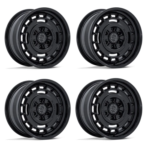 Set 4 17" Black Rhino BR600 Vagabond Black W/ Gloss Black Lip 17x8.5 6x5.5 25mm Offroad Truck SUV Wheels