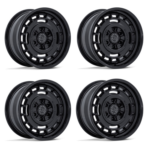 Set 4 17" Black Rhino BR600 Vagabond Black W/ Gloss Black Lip 17x8 6x130 32mm