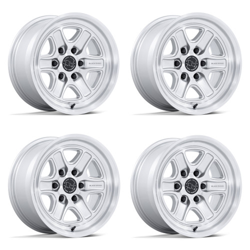Set 4 17" Black Rhino BR032 Echo Silver W/ Machined Face 17x8.5 6x5.5 25mm Rims Offroad Truck SUV Wheels