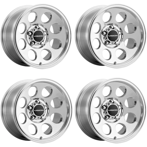 Set 4 15" Vision 56 Midway Polished 15x10 Wheels 5x4.5 (5x114.3) -25mm Rims
