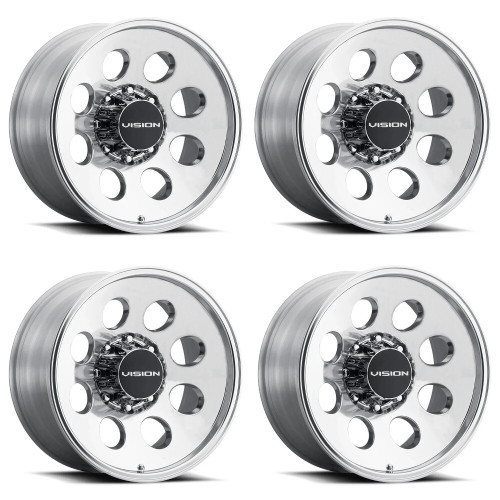 Set 4 18" Vision 56 Midway Polished 18x9 Wheels 8x170 12mm Offroad Truck Rims
