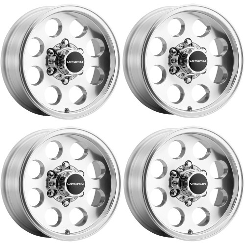 Set 4 17" Vision 56 Midway Polished 17x9 Wheels 6x5.5 (6x139.7) -12mm Truck Rims