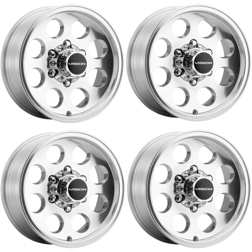 Set 4 17" Vision 56 Midway Polished 17x7 Wheels 6x5.5 (6x139.7) 38mm Truck Rims