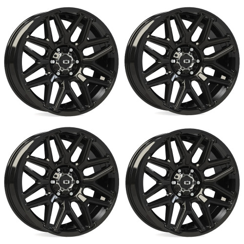 Set 4 20" Vision 305 Rekluse Gloss Black 20x10 Wheels 5x5.5 (5x139.7) -25mm Rims Offroad Truck Wheels
