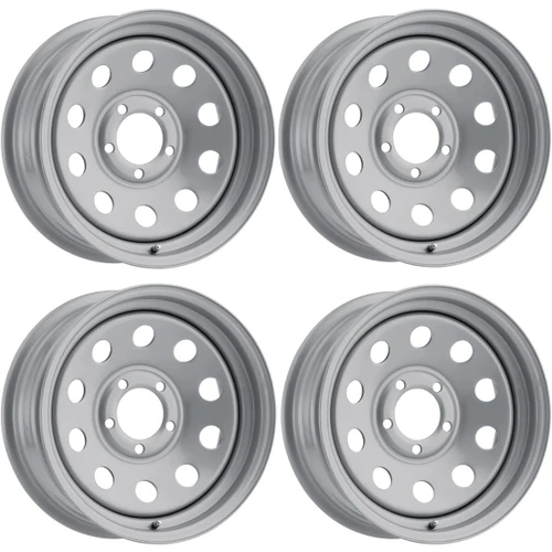 Set 4 15" Vision JG70 Silver 15x6 Wheels 5x5 (5x127) 0mm Trailer Rims