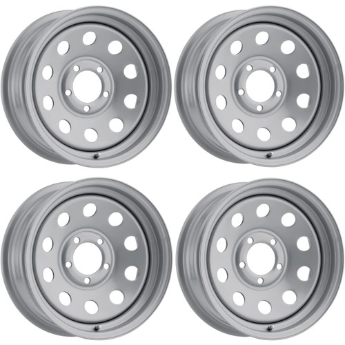 Set 4 14" Vision JG70 Silver 14x5.5 Wheels 5x4.5 (5x114.3) 0mm Trailer Rims
