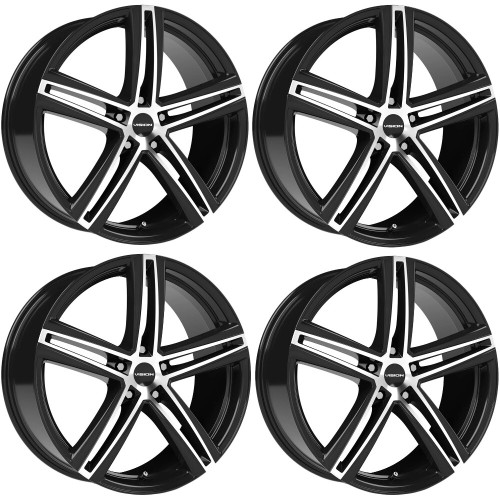 Set 4 18" Vision 640 Nitrous Gloss Black Machined Face 18x8 5x4.25 40mm Wheels