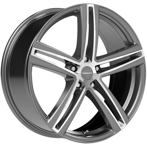 Set 4 17" Vision 640 Nitrous Gunmetal Machined Face 17x7.5 5x4.25 40mm Wheels
