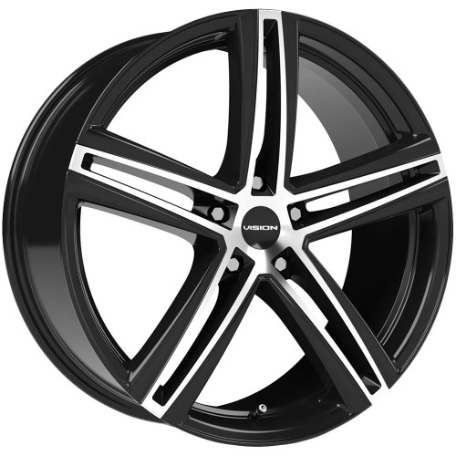 16" Vision 640 Nitrous Gloss Black Machined Face 16x7 Wheel 5x100 38mm Rim