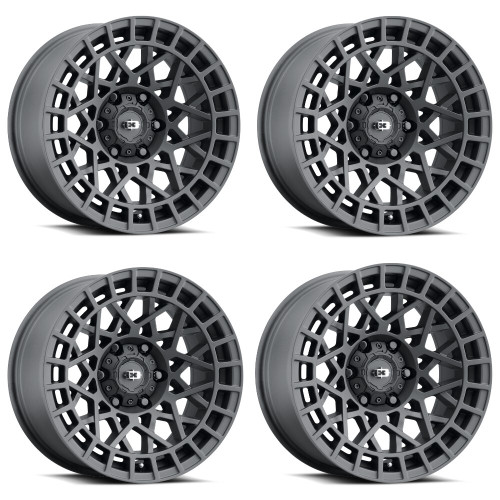 Set 4 16" Vision 349 Savage Satin Black 16x7 Wheels 5x100 15mm Street Rims