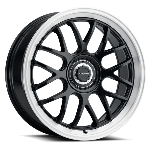 18" Vision 478 Alpine Gloss Black Brushed Lip 18x8.5 Wheel 5x112 35mm Street Rim