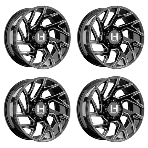 Set 4 22" Hostile H141 Vortex Blade Cut 22x10 Wheels 8x180 -25mm Offroad Rims