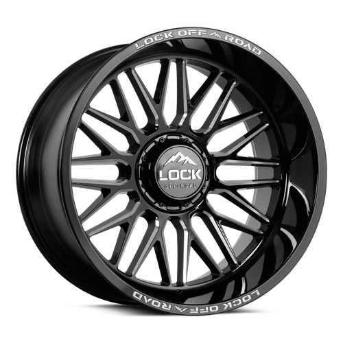 Set 4 20" Lock X-Treme Apex Gloss Black Milling 20x10 6x135 6x5.5 18mm Truck Rims