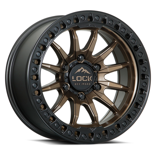 Set 4 20" Lock Offroad Trail Matte Bronze Matte Black Ring 20x10 6x135 18mm Rims Truck SUV Wheels