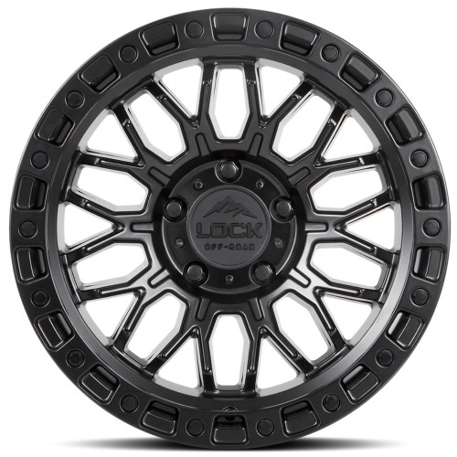 20" Lock Offroad Combat Matte Black W Matte Black Ring 20x9 Wheel 6x135 0mm Rim