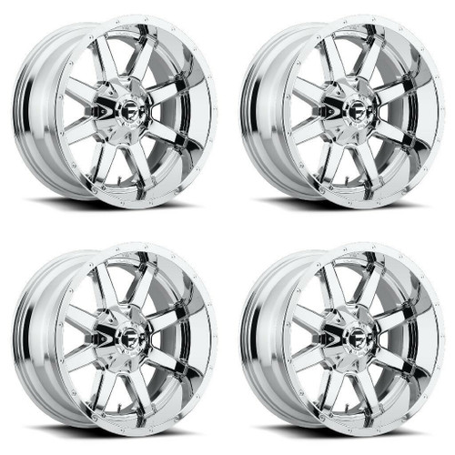 Set 4 20" Fuel D536 Maverick 20x10 5x5.5 5x150 -18mm Chrome Plated Lifted Wheels