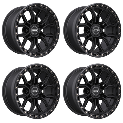 Set 4 17" Dropstars Trail Series 608BB Black Gloss Black Ring 17x9 6x135 00mm Rims Offroad Wheels