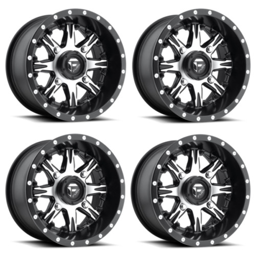 Set 4 Fuel UTV D541 Nutz Utv 14x7 4x110 Matte Black Machined Wheels 14" 13mm