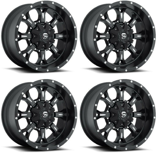 Set 4 Fuel D517 Krank 18x9 6x135 6x5.5 Matte Black Milled Truck Wheels 18" -13mm
