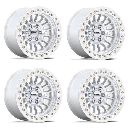 Set 4 17" KMC KM239 Impact Beadlock Machined 17x9 Wheels 8x6.5 -38mm Truck Rims
